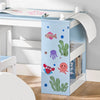 SoBuy KMB60-B Kindertafel en Stoelenset 2 Stuks met DIY Stickers Kinderbureau met 3 Potloodhouders Blauw en Wit