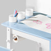SoBuy KMB60-B Kindertafel en Stoelenset 2 Stuks met DIY Stickers Kinderbureau met 3 Potloodhouders Blauw en Wit