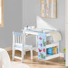 SoBuy KMB60-B Kindertafel en Stoelenset 2 Stuks met DIY Stickers Kinderbureau met 3 Potloodhouders Blauw en Wit