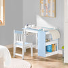 SoBuy KMB60-B Kindertafel en Stoelenset 2 Stuks met DIY Stickers Kinderbureau met 3 Potloodhouders Blauw en Wit