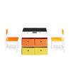 SoBuy KMB75-K-W Kindertafelset met 2 stoelen, tekentafel, dubbelzijdig omkeerbaar, met schoolbord, 4 opbergdozen