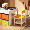 SoBuy KMB75-K-W Kindertafelset met 2 stoelen, tekentafel, dubbelzijdig omkeerbaar, met schoolbord, 4 opbergdozen