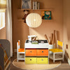 SoBuy KMB75-K-W Kindertafelset met 2 stoelen, tekentafel, dubbelzijdig omkeerbaar, met schoolbord, 4 opbergdozen