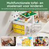 SoBuy KMB75-W Kindertafel met 2 Stoelen – Multifunctionele Speeltafel met Bouwblokblad, 8 Opbergmanden, MDF E1, Wit