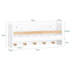 SoBuy KMB78-W Wandplank voor Kinder, Hangende Opbergplank, Kinderkapstok, Boekenplank, Wand Boekenkast met 1 Plank en 5 Haken voor Kinderkamer