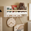 SoBuy KMB78-W Wandplank voor Kinder, Hangende Opbergplank, Kinderkapstok, Boekenplank, Wand Boekenkast met 1 Plank en 5 Haken voor Kinderkamer