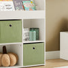 SoBuy KMB79-W Kinderbibliotheek, Speelgoed- en Boekenrek, Opbergmeubel met 3 Planken, 4 Vakjes en 2 Opbergdozen, 60x34x80 cm