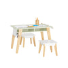 SoBuy KMB92-GR Kinderbureauset, Kindertafel + 2 Kinderkrukjes, Kindertafel,Kindermeubels, met 2 Open Compartiment