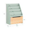 Pre-order SoBuy KMB95-GR Kinderboekenkast 4 Vakken, Lade op Wielen, Afgeronde Hoeken, MDF E1, 62x30x80cm – Groen