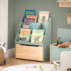 Pre-order SoBuy KMB95-GR Kinderboekenkast 4 Vakken, Lade op Wielen, Afgeronde Hoeken, MDF E1, 62x30x80cm – Groen