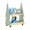 SoBuy KMB99-GR Kinderboekenkast met wieltjes, boekenrek voor kinderkamer, met 3 planken en 4 wielen, natuurgroen, 60 x 36 x 82 cm