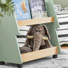 SoBuy KMB99-GR Kinderboekenkast met wieltjes, boekenrek voor kinderkamer, met 3 planken en 4 wielen, natuurgroen, 60 x 36 x 82 cm
