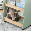 SoBuy KMB99-GR Kinderboekenkast met wieltjes, boekenrek voor kinderkamer, met 3 planken en 4 wielen, natuurgroen, 60 x 36 x 82 cm