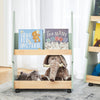 SoBuy KMB99-GR Kinderboekenkast met wieltjes, boekenrek voor kinderkamer, met 3 planken en 4 wielen, natuurgroen, 60 x 36 x 82 cm