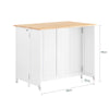 SoBuy KNL10-WN Centraal keukeneiland, dressoir, statafel, keukenkast met werkbladen, inklapbaar, 2 kasten, 4 deuren
