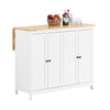SoBuy KNL10-WN Centraal keukeneiland, dressoir, statafel, keukenkast met werkbladen, inklapbaar, 2 kasten, 4 deuren