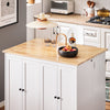 SoBuy KNL10-WN Centraal keukeneiland, dressoir, statafel, keukenkast met werkbladen, inklapbaar, 2 kasten, 4 deuren
