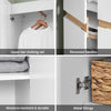 Pre-order SoBuy KSB01-W Witte Hoge Kledingkast met 4 Deuren – Dual-Zone met Kledingroede en Open Vakken, 61×30×192 cm