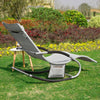 SoBuy OGS28-HG | Ligstoel | Tuinstoel | Swingstoel | Schommelstoel | Ergonomische | met Verstelbare Hoofdsteun en Zijzak | Grijs
