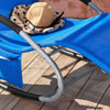SoBuy OGS28-KB | Ligstoel | Tuinstoel | Swingstoel | Schommelstoel | Ergonomische | met Verstelbare Hoofdsteun en Zijzak | Koningsblauw