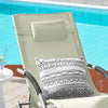 SoBuy OGS28-MI | Ligstoel | Tuinstoel | Swingstoel | Schommelstoel | Ergonomische | met Verstelbare Hoofdsteun en Zijzak | Beige