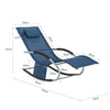 SoBuy OGS28-NBx2 | Set van 2 | Ligstoel | Tuinstoel | Swingstoel | Schommelstoel | Ergonomische | met Verstelbare Hoofdsteun en Zijzak | Marineblauw