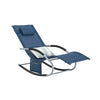 SoBuy OGS28-NB | Ligstoel | Tuinstoel | Swingstoel | Schommelstoel | Ergonomische | met Verstelbare Hoofdsteun en Zijzak | Marineblauw