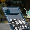 SoBuy OGS28-NB | Ligstoel | Tuinstoel | Swingstoel | Schommelstoel | Ergonomische | met Verstelbare Hoofdsteun en Zijzak | Marineblauw