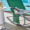 SoBuy OGS28-WD | Ligstoel | Tuinstoel | Swingstoel | Schommelstoel | Ergonomische | met Verstelbare Hoofdsteun en Zijzak | Donkergroen
