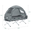 SoBuyOGS32-HG 4-in-1 Camping Tent met Opvouwbaar Bed, Waterdicht, Slaapzak en Matras, Lichtgewicht, voor 1 Persoon, Festival, Buitenleven, Hike en Bos, Grijs