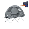 SoBuyOGS32-HG 4-in-1 Camping Tent met Opvouwbaar Bed, Waterdicht, Slaapzak en Matras, Lichtgewicht, voor 1 Persoon, Festival, Buitenleven, Hike en Bos, Grijs