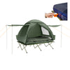 SoBuy OGS32-L-GR | 4-in-1 Tent met opvouwbaarverhoogd bed, dak, slaapzak, luchtmatras| Maximale belasting 180 kg | 2 Personen | Groente