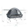 SoBuy OGS32-L-HG 4-in-1 Camping Tent met Opvouwbaar Bed, Waterdicht, Slaapzak en Matras, Lichtgewicht, voor 2 Persoon, Festival, Buitenleven, Hike en Bos - Grijs
