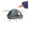 SoBuy OGS32-L-HG 4-in-1 Camping Tent met Opvouwbaar Bed, Waterdicht, Slaapzak en Matras, Lichtgewicht, voor 2 Persoon, Festival, Buitenleven, Hike en Bos - Grijs