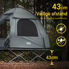 SoBuy OGS32-II-L-HG Buitenkampeertent met lampenhaken en schoenenopbergvakken 3-in-1 praktisch veldbed