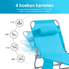SoBuy Opvouwbare Ligstoel, Verstelbare Tuinligstoel met Hoofdsteun en Opbergzak, Ergonomische Relaxstoel voor Buiten,Tuin, Balkon en Terras, Blauw, OGS35-B