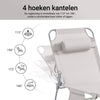 SoBuy Opvouwbare Ligstoel, Verstelbare Tuinligstoel met Hoofdsteun en Opbergzak, Ergonomische Relaxstoel voor Buiten,Tuin, Balkon en Terras, Beige, OGS35-MI