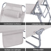 SoBuy Opvouwbare Ligstoel, Verstelbare Tuinligstoel met Hoofdsteun en Opbergzak, Ergonomische Relaxstoel voor Buiten,Tuin, Balkon en Terras, Beige, OGS35-MI