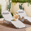 Pre-order SoBuy OGS35-MIx2 | Set van 2 | Ligstoel | Tuinstoel | Opvouwbaar | Verstelbaar | met Hoofdsteun en Zijzak | Beige