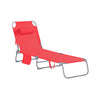 SoBuy Opvouwbare Ligstoel, Verstelbare Tuinligstoel met Hoofdsteun en Opbergzak, Ergonomische Relaxstoel voor Buiten,Tuin, Balkon en Terras, Rood, OGS35-R