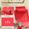 SoBuy Opvouwbare Ligstoel, Verstelbare Tuinligstoel met Hoofdsteun en Opbergzak, Ergonomische Relaxstoel voor Buiten,Tuin, Balkon en Terras, Rood, OGS35-R