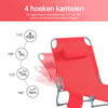 SoBuy Opvouwbare Ligstoel, Verstelbare Tuinligstoel met Hoofdsteun en Opbergzak, Ergonomische Relaxstoel voor Buiten,Tuin, Balkon en Terras, Rood, OGS35-R