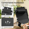SoBuy Opvouwbare Ligstoel, Verstelbare Tuinligstoel met Hoofdsteun en Opbergzak, Ergonomische Relaxstoel voor Buiten,Tuin, Balkon en Terras, Zwart, OGS35-SCH