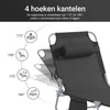 SoBuy Opvouwbare Ligstoel, Verstelbare Tuinligstoel met Hoofdsteun en Opbergzak, Ergonomische Relaxstoel voor Buiten,Tuin, Balkon en Terras, Zwart, OGS35-SCH