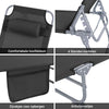 SoBuy Opvouwbare Ligstoel, Verstelbare Tuinligstoel met Hoofdsteun en Opbergzak, Ergonomische Relaxstoel voor Buiten,Tuin, Balkon en Terras, Zwart, OGS35-SCH