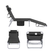 SoBuy Opvouwbare Ligstoel, Verstelbare Tuinligstoel met Hoofdsteun en Opbergzak, Ergonomische Relaxstoel voor Buiten,Tuin, Balkon en Terras, Zwart, OGS35-SCH