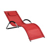SoBuy OGS38-R | Ligstoel | Tuinstoel | Ergonomische | met Verstelbare Hoofdsteun en Zijzak | Rood