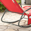 SoBuy OGS47-R | Ligstoel | Tuinstoel | Swingstoel | Schommelstoel | Ergonomische | met Zijzak | Rood