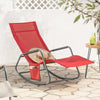 SoBuy OGS47-R | Ligstoel | Tuinstoel | Swingstoel | Schommelstoel | Ergonomische | met Zijzak | Rood