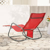 SoBuy OGS47-R | Ligstoel | Tuinstoel | Swingstoel | Schommelstoel | Ergonomische | met Zijzak | Rood